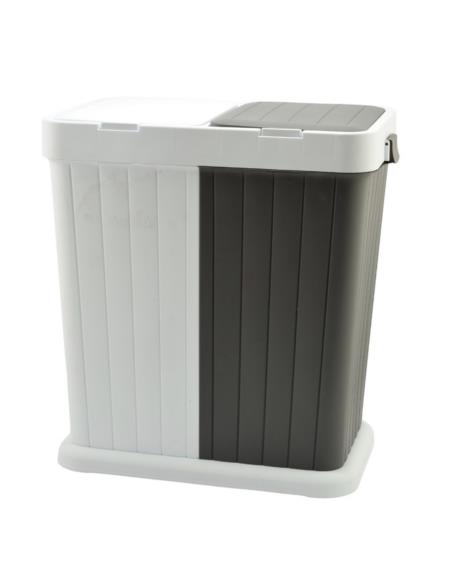 Kosz na bieliznę 2x40L Twins biało-szary