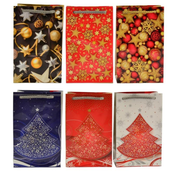 Torebka ozdobna bożonarodzeniowa 16x10x6cm T-5L MIX