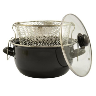 Garnek do frytek emaliowany 22cm z koszykiem