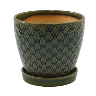 Doniczka ceramiczna z podstawką 17cm h-15cm ASC23237 mix