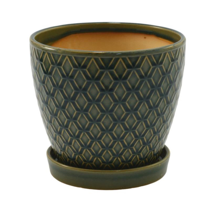 Doniczka ceramiczna z podstawką 17cm h-15cm ASC23237 mix