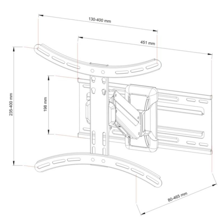 Uchwyt AR-71 23-55" 25kg regulacja w pionie i poziomie spreżyna gazowa