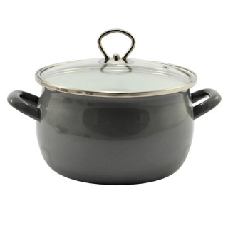 Garnek emalia 20cm 4L z pokrywką Helena szary