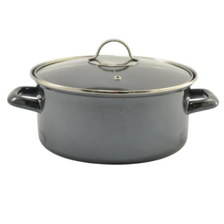 Garnek emalia 24cm 3,7L Metallic czarny z pokrywką