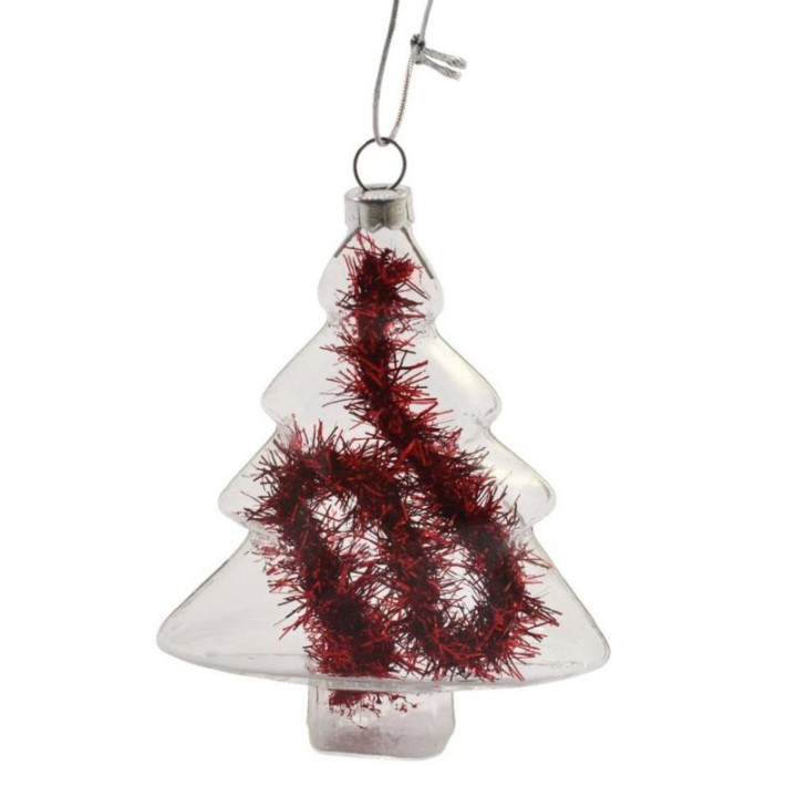 Bombka szklana choinka czerwona 7,7x3,5x9