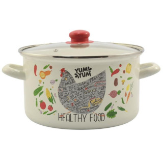 Garnek emalia 24cm 6,2L z/p Kura okuwany kremowy