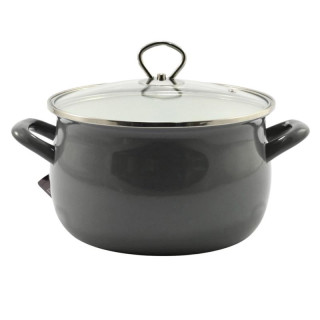 Garnek emalia 22cm 5,5L z pokrywką Helena szary