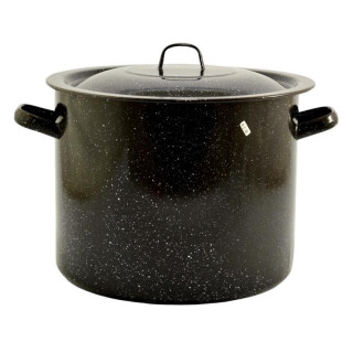 Garnek emalia czarny wysoki 36cm 31,5L z pokrywką