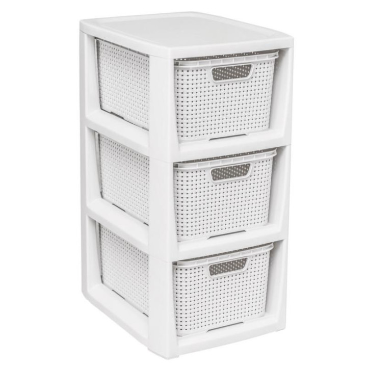 Regał 3 szuflady rattan kremowy 1725