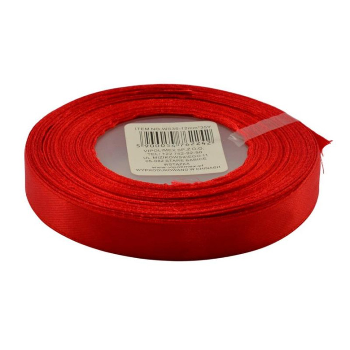 Wstążka czerwona 12mm w rolce