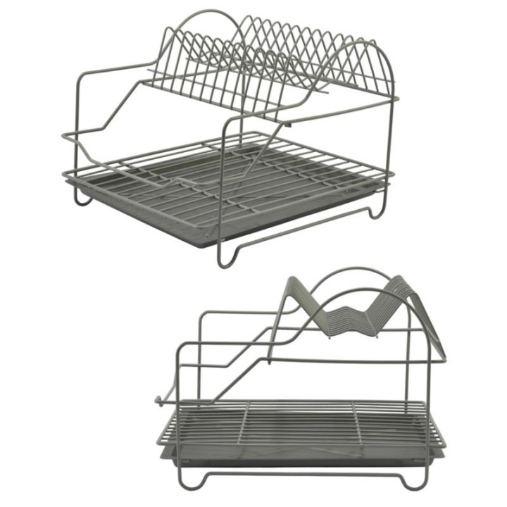 Suszarka do naczyń 2-poziomowa 30cm srebrna kombo