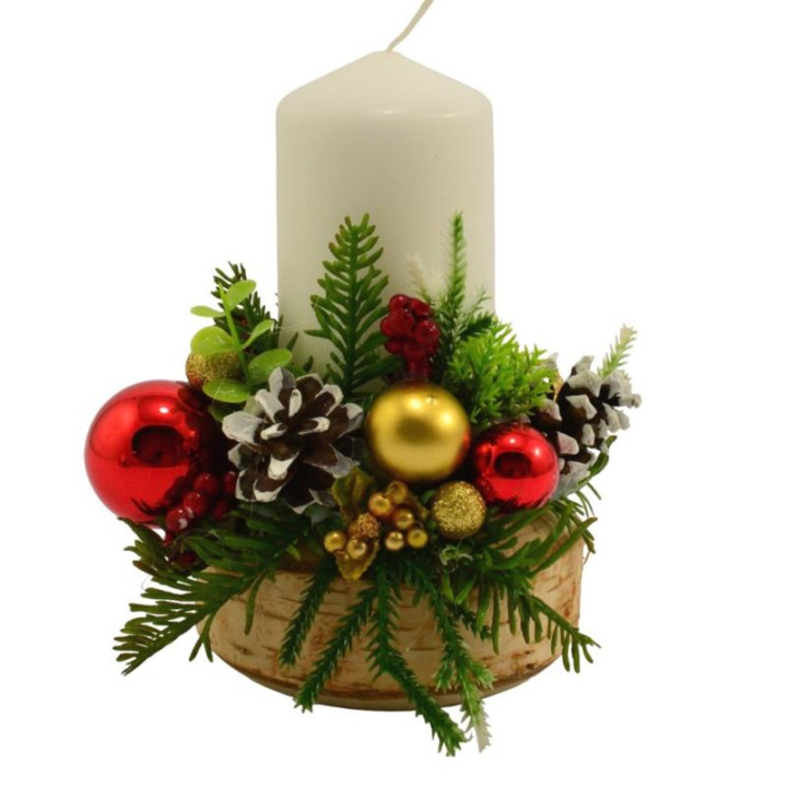 Świeca ozdobna ze stroikiem 152751 mix