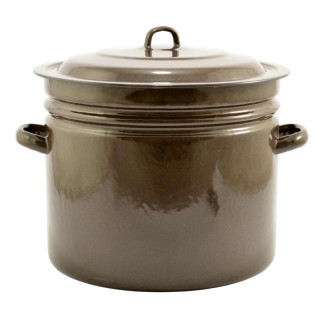 Garnek emalia 40cm 40L z pokrywką brązowy wysoki