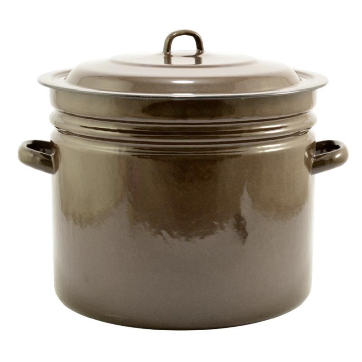 Garnek emalia 40cm 40L z pokrywką brązowy wysoki