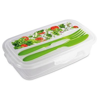 Pojemnik Lunch 1000ml ze sztućcami plastikowy