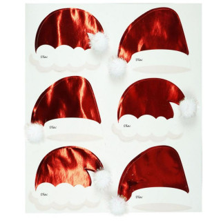 Naklejki bileciki na prezent czapka mikołaja NR6002