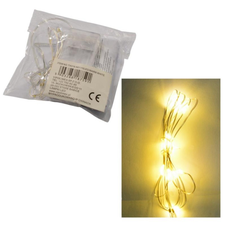 Lampki 10LED biały ciepły 2xAA