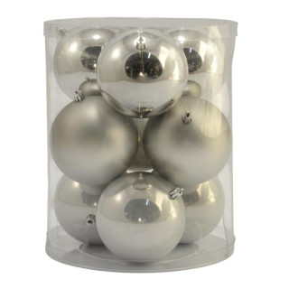Bombki 9szt 10cm gładkie srebrne matowe SPB109