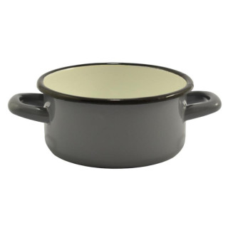 Rondel emalia 14cm z rączkami szary niski