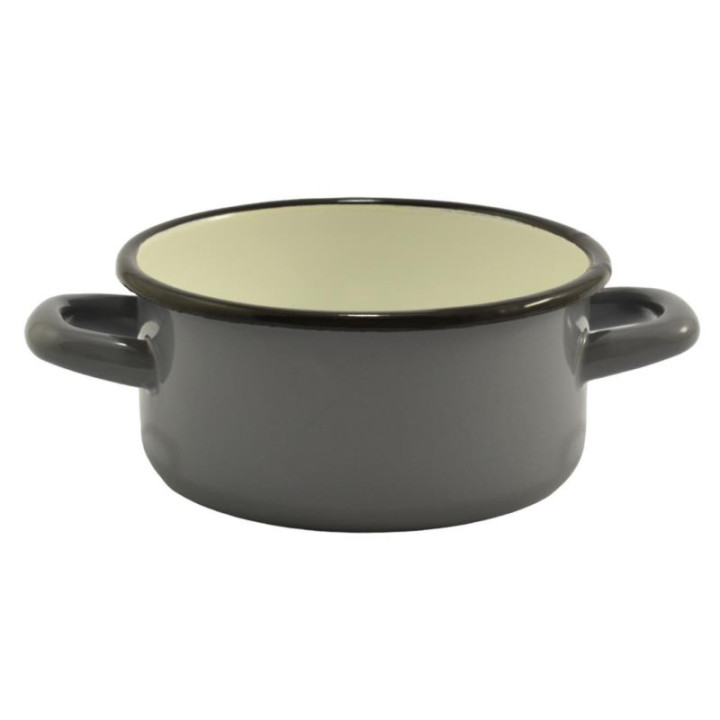 Rondel emalia 14cm z rączkami szary niski