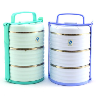 Pojemnik menażka 3-częściowy obiadowy plastikowy 3264 mix