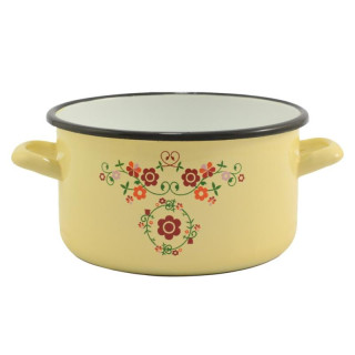 Garnek emalia 20cm 3,2L Floral krem średni