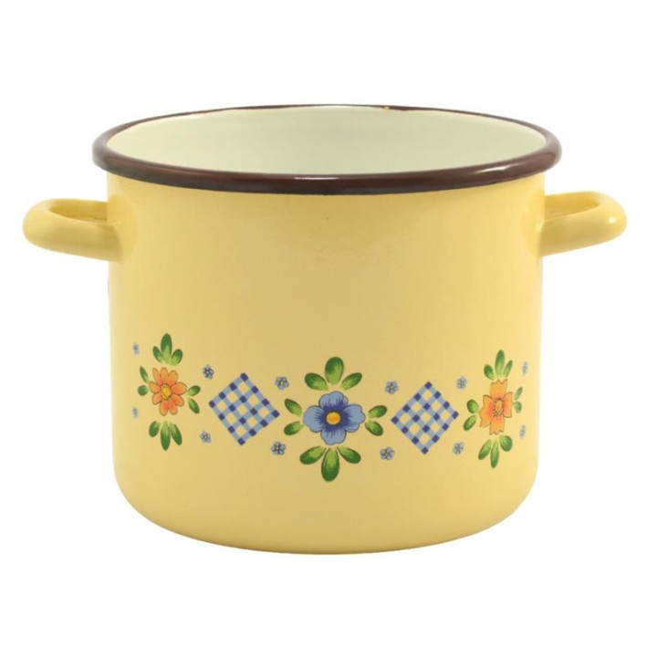 Garnek emalia 18cm wysoki Motyl krem