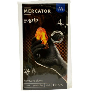 Rękawice nitrylowe M 4 sztuki Mercator czarne bezpudrowe