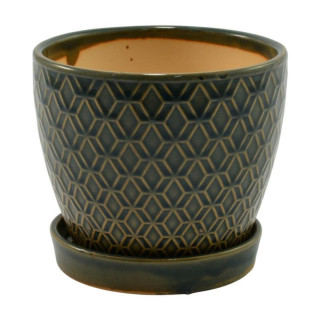 Doniczka ceramiczna z podstawką 14cm h-13cm ASC23238 mix