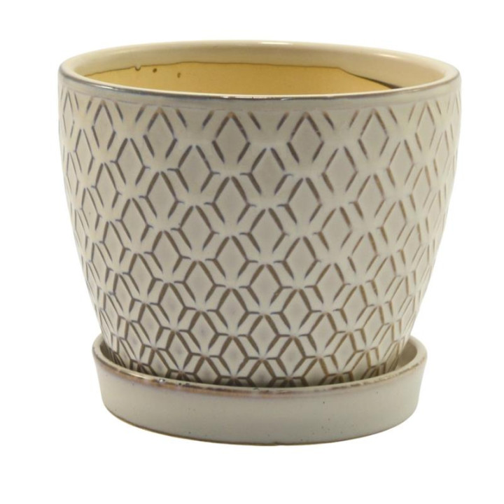 Doniczka ceramiczna z podstawką 14cm h-13cm ASC23238 mix